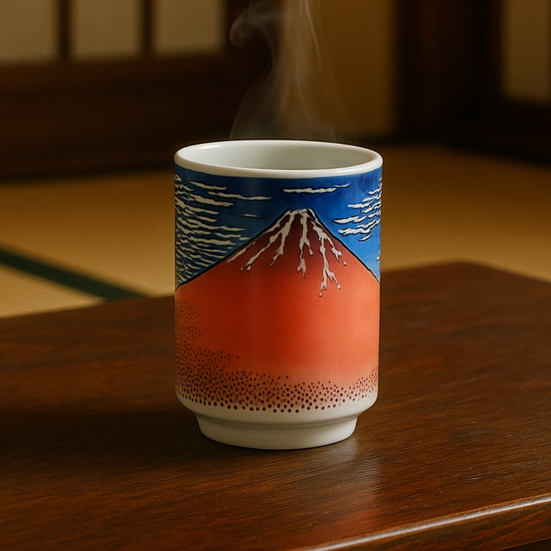 Hokusai Red Fuji - Mino ware